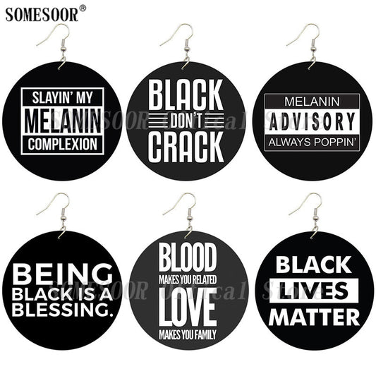 Black Live Matter Sayings Blessing Women Wooden Drop Earrings