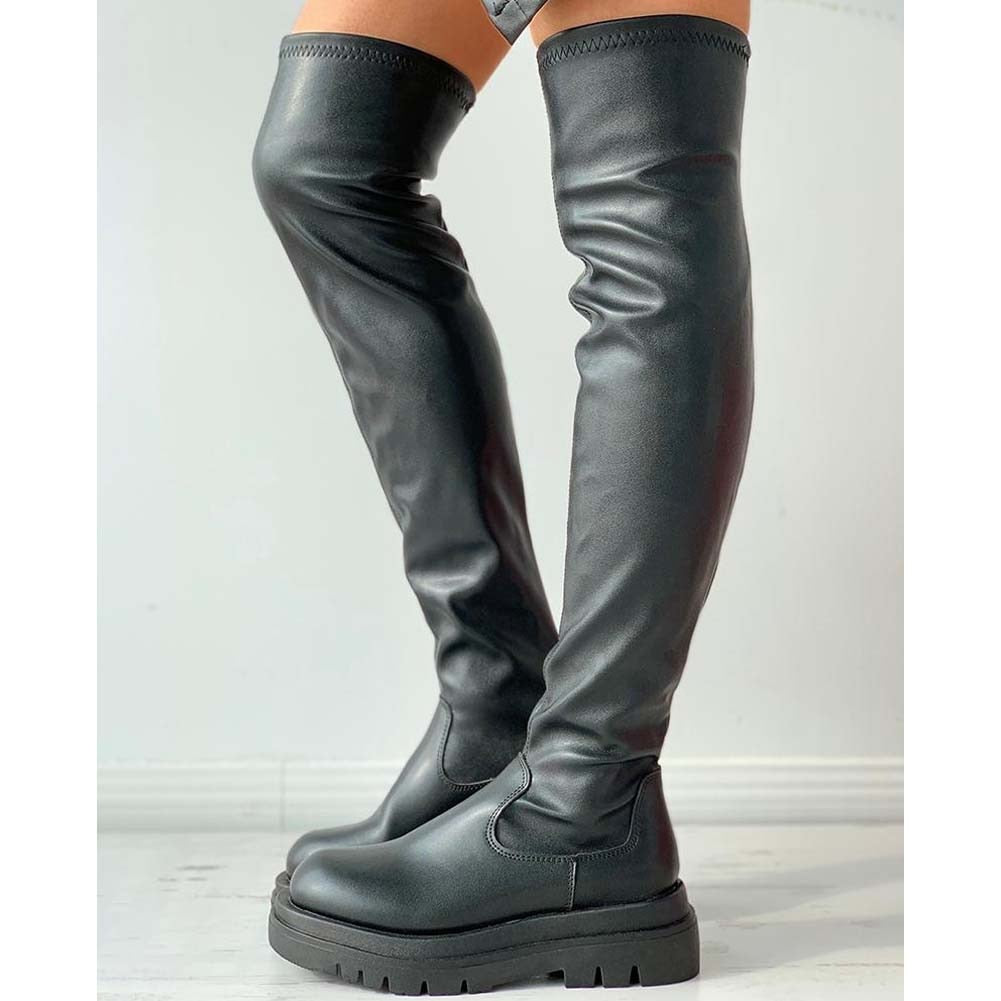 Soft Platform Thigh High Chunky Heel Over The Knee Women's Boots