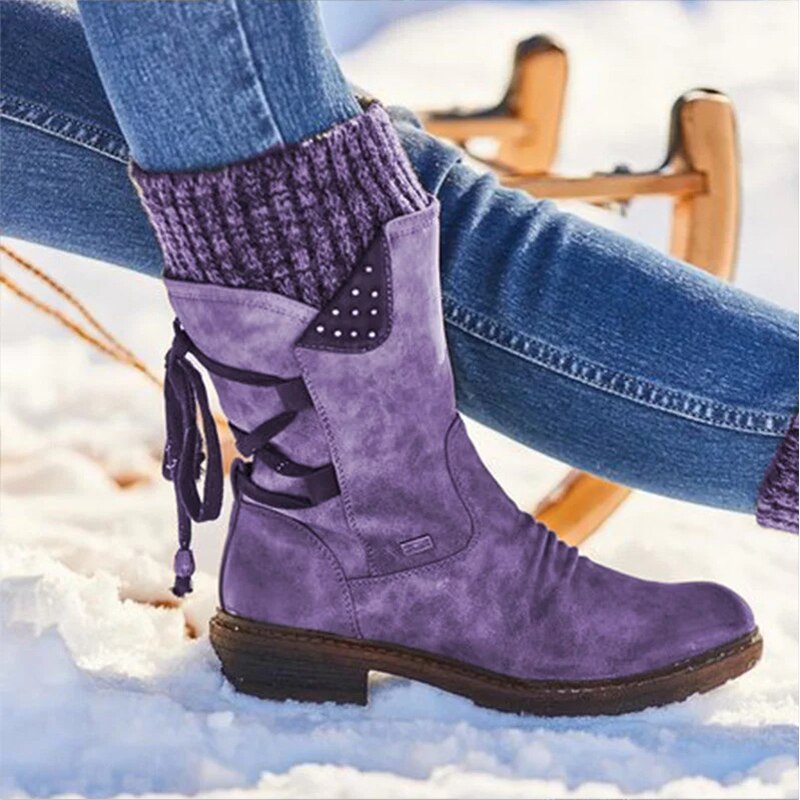 Suede Women's Mid-Calf Snowboots