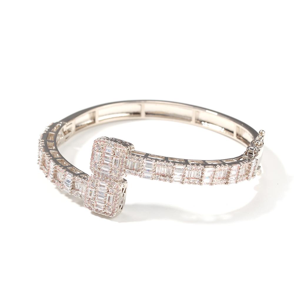 Custom Open Square Iced Out CZ Gold/Silver Bracelet