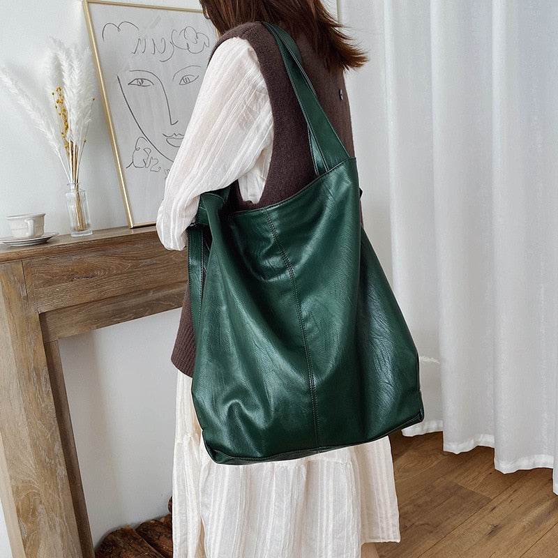 Soft Leather Large Capacity Handbag Tote Shoulder Bag