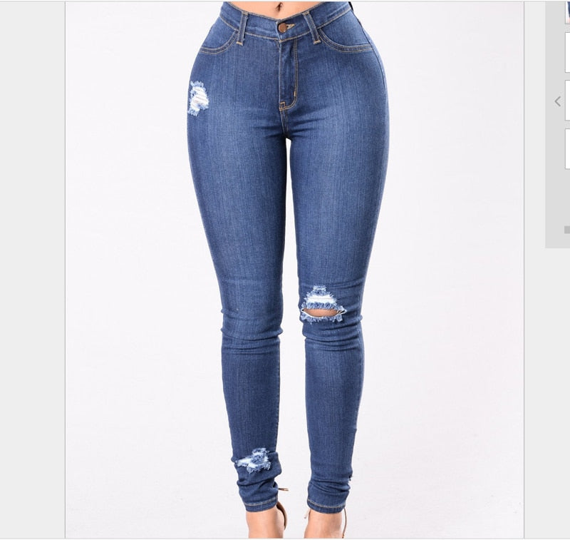 Stretch Skinny Ripped Denim Ladies Jeans