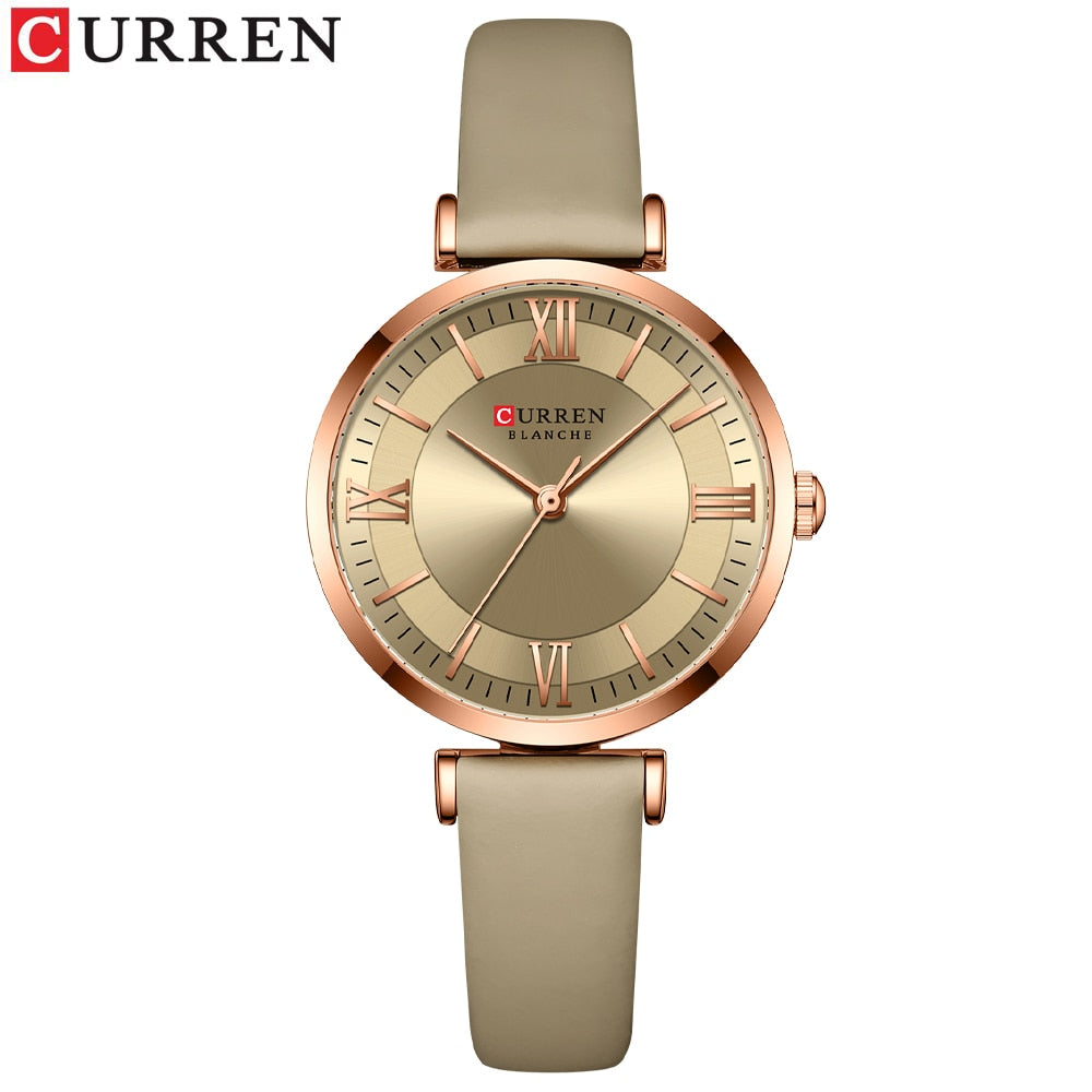 Round Quartz Leather Ladies Watches