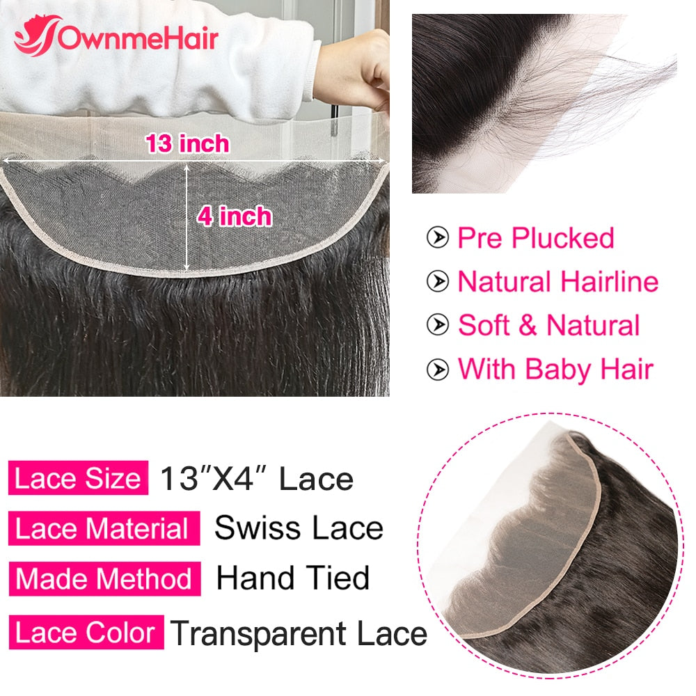 4x4 5x5 13x4 Transparent Lace Frontal Closure Brazilian Human Hair Swiss Lace 100% Human Remy Hair Pre Plucked With Baby Hair