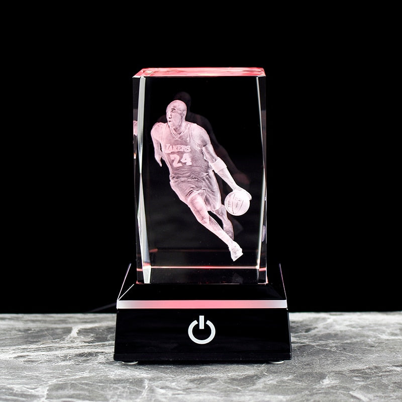 Mamba Never Out Crystal 3D Kobe Bryant Laser Engraved Cube