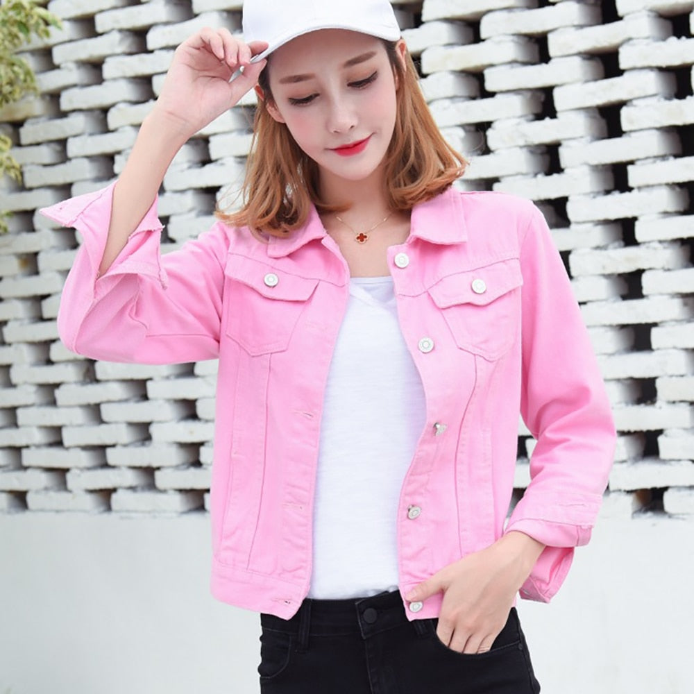 Candy Color Denim Ladies Jean Jacket