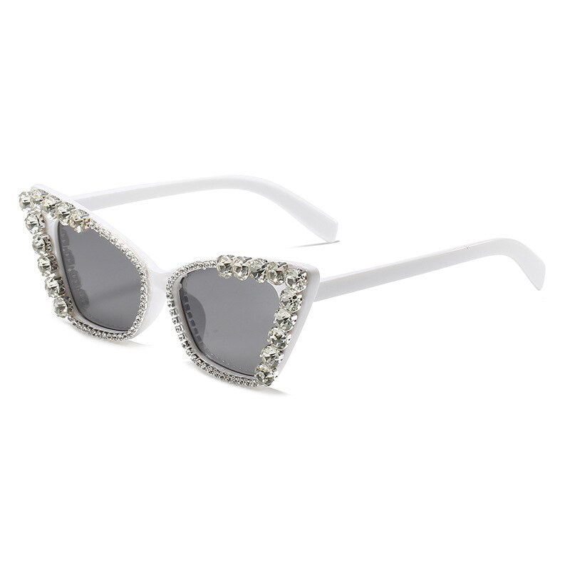 Diamond Cat Eye Vintage Punk Rhinestone Sun Glasses Female Luxury Brand Designer Eyewear UV400