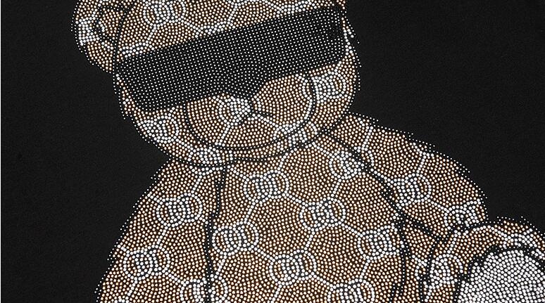 Men's Diamond Rhinestone Blindfolded Teddy Bear T-Shirt