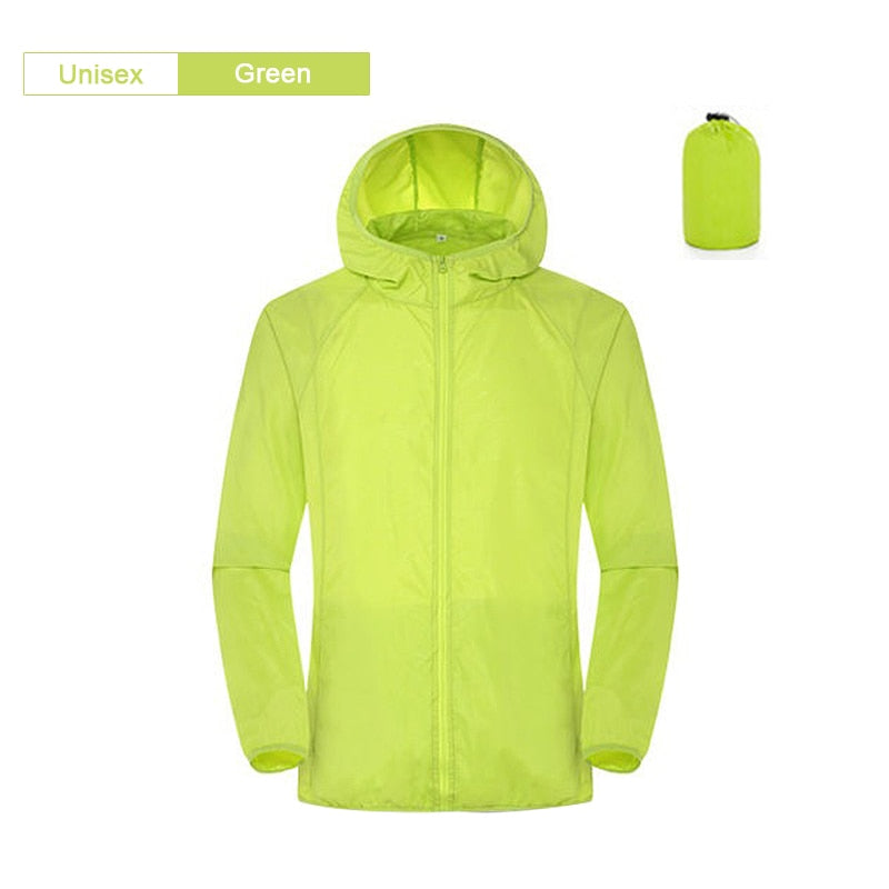 Unisex Hooded Ribbed Waterproof Rain Jackets w/ Pockets