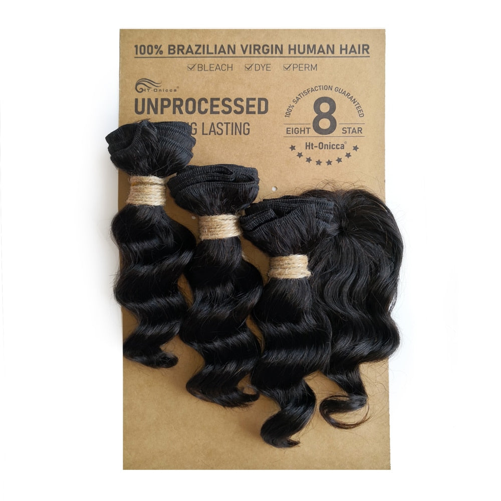 Kinky Curly Bundles With Closure Natural Human Hair Bundles Short Indian Hair Bundles With Circular Closure