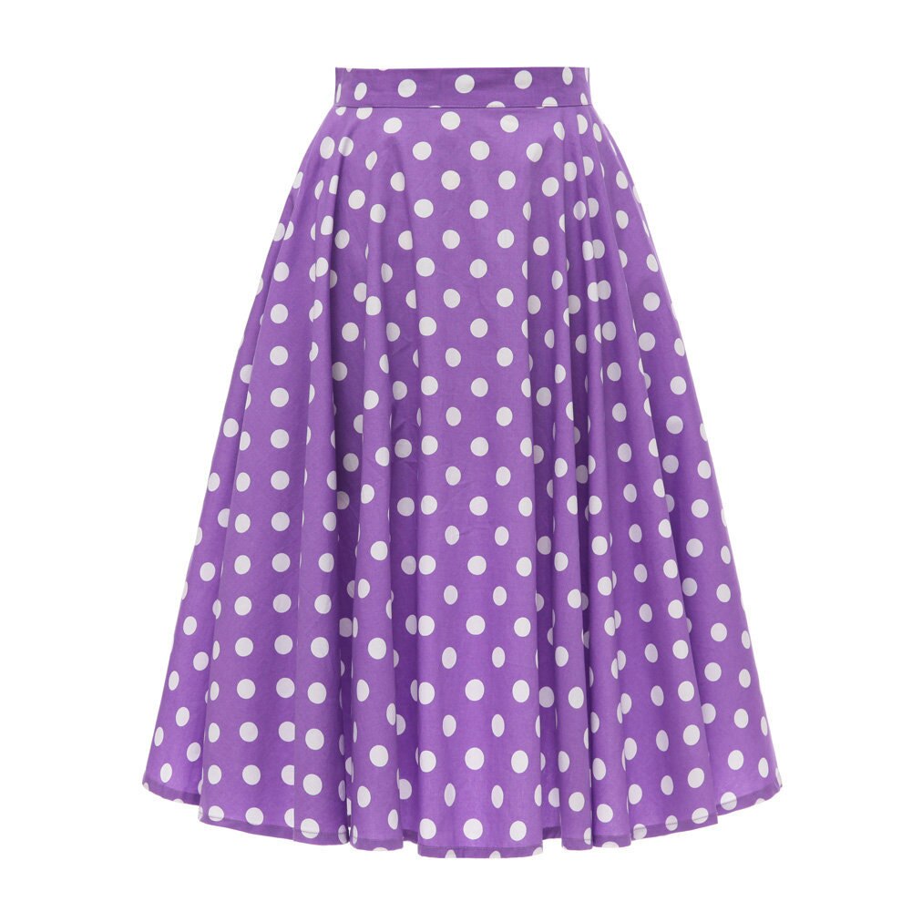 High Waist Skirt Cotton Womens Polka Dot Floral Print Swing Skirts