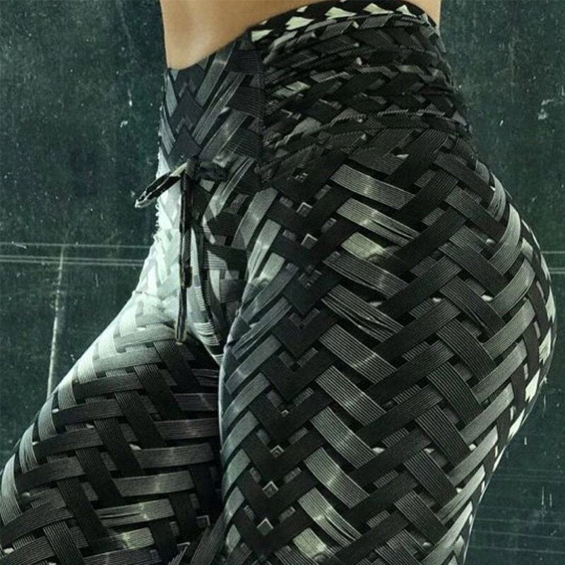 Crisscross Pattern Booty Lift Spandex Leggings