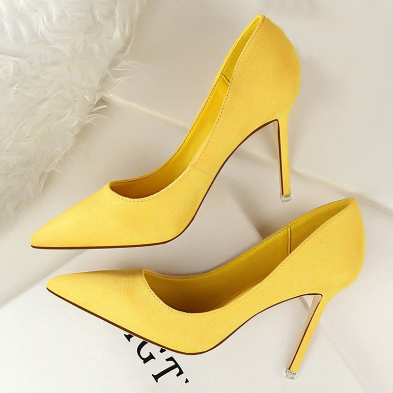 Solid Pointed Toe Stiletto High Heel Ladies Pumps