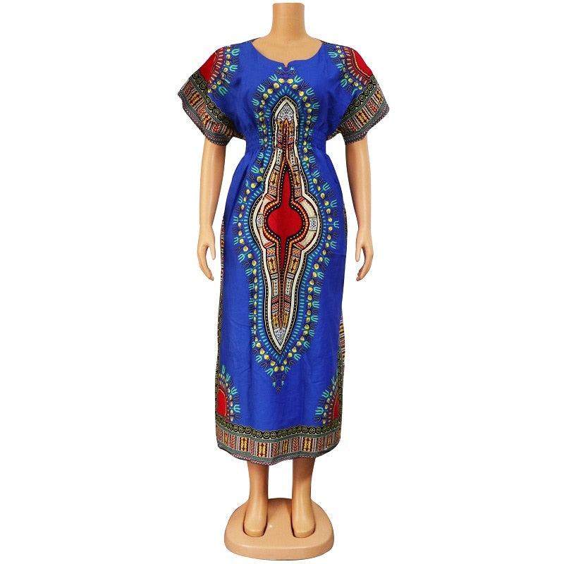 Dashiki Print Batwing Sleeve 100% Cotton African Native Ankara Dress