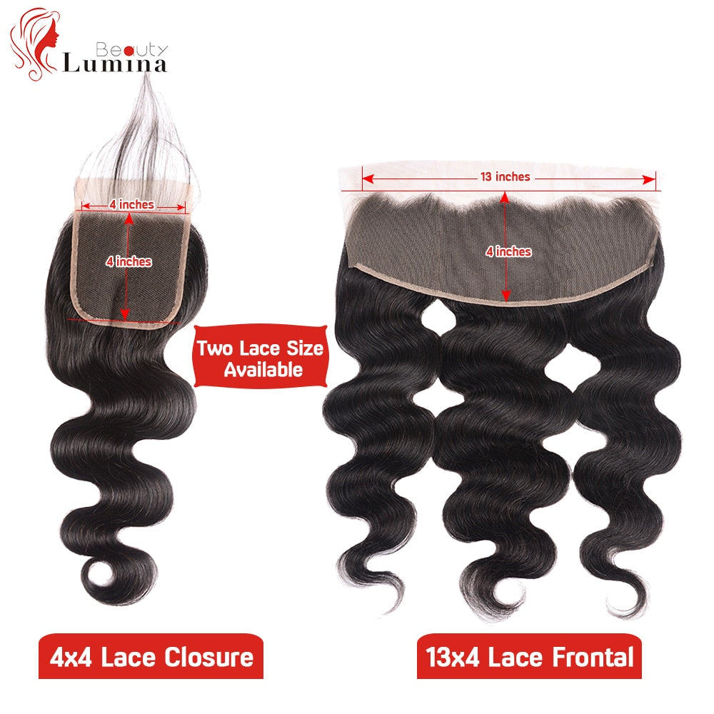 Body Wave Closure 4x4 Lace Closure Frontal Body Wave Frontal Natural Color Transparent Lace Frontal 100% Human Hair 8-22inches