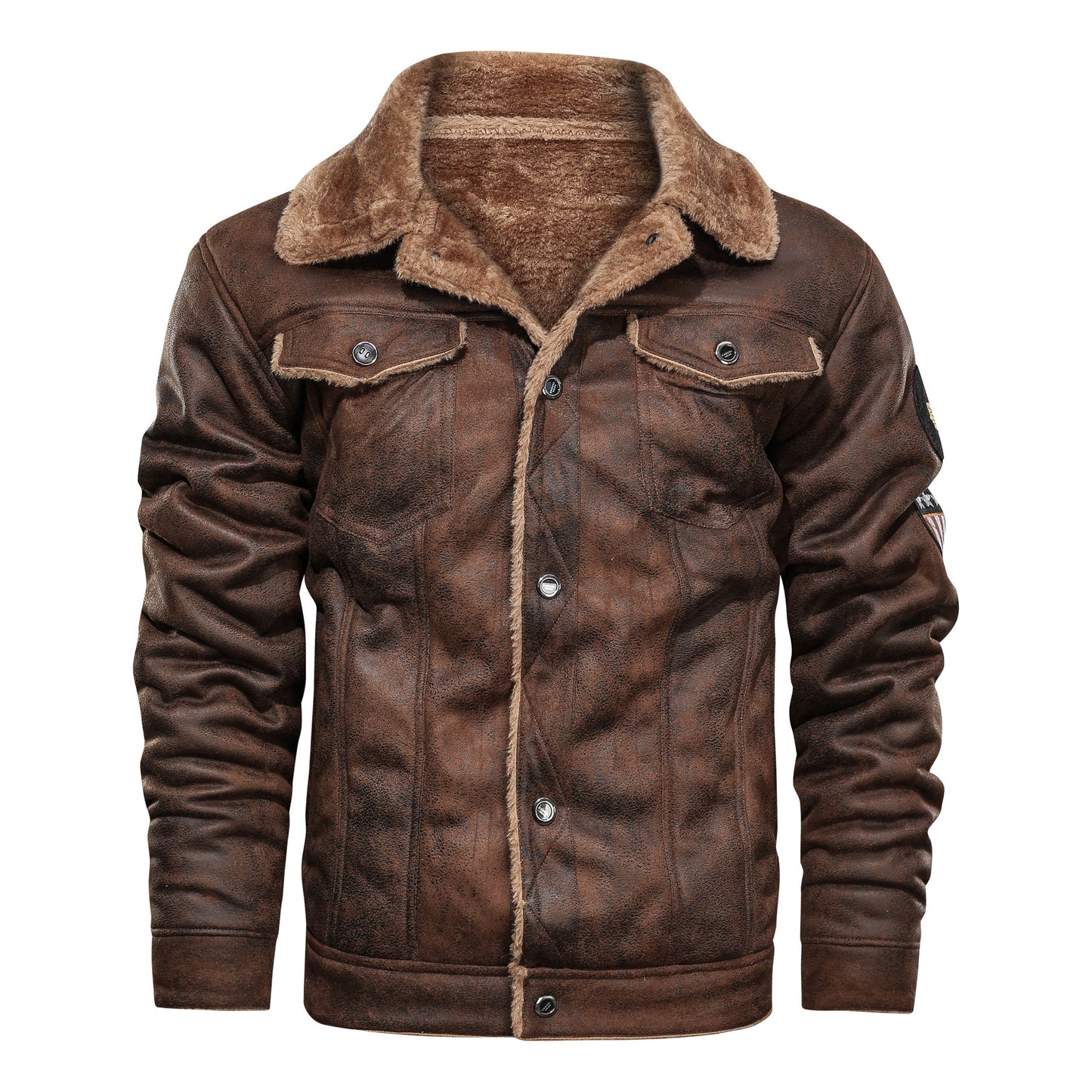 Cashmere Lined Men's Faux Leather Bomber Biker Leather Jacket