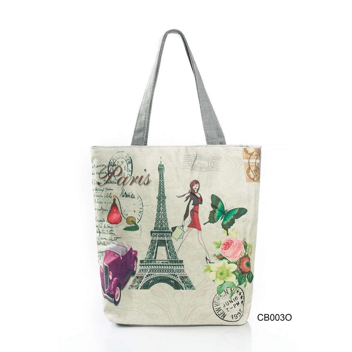 Floral Print Women Shoulder Canvas Shopping Tote Bag