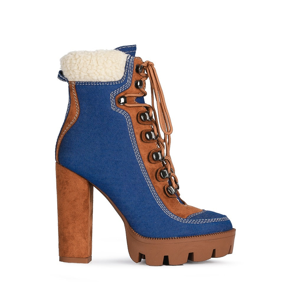 Lace Up High Platform Ankle Boots