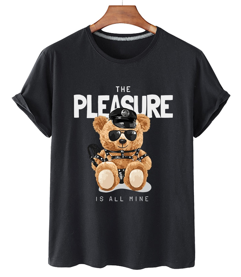 Teddy Bear "Pleasure" Lerinted 100% Cotton Plus-Size Short-Sleeved T-Shirt to 4X