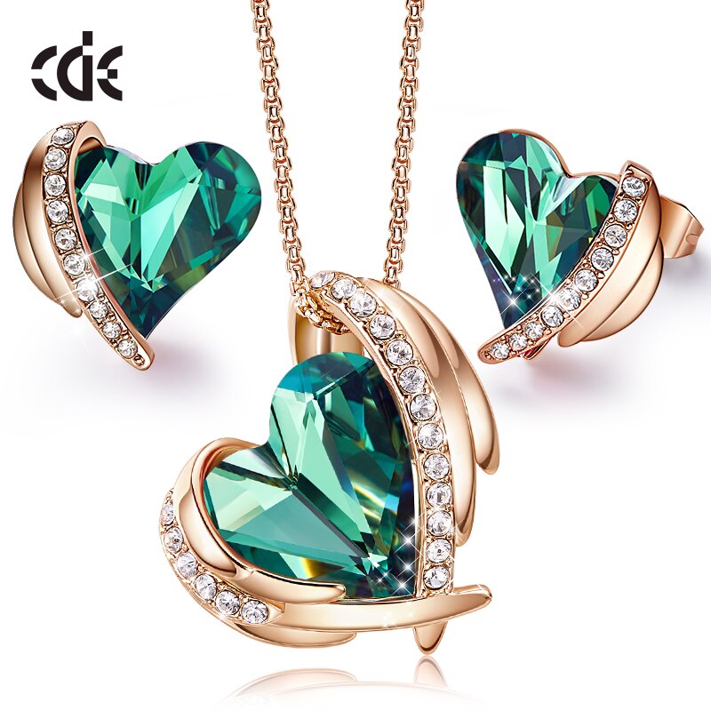 Embellished Crystal Heart Necklaces & Earrings Gift Sets