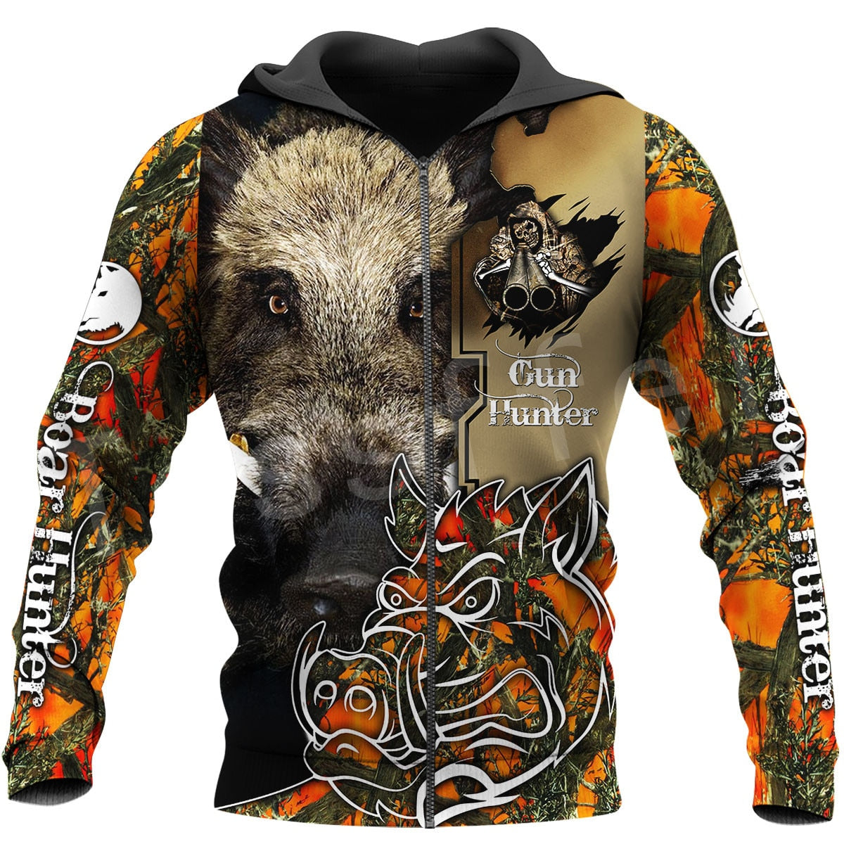 Boar Hunter Camoflauge Tattoo 3D Print Men's Hoodie Sweatshirt