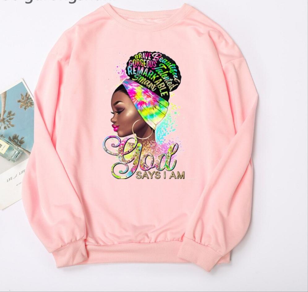 Black Woman Graphic Print Hoodie Sweatshirts