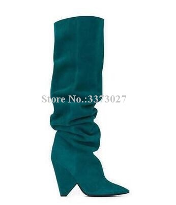 Bling Glitter Rhinestone Spike Heel Crystal Knee High Boots