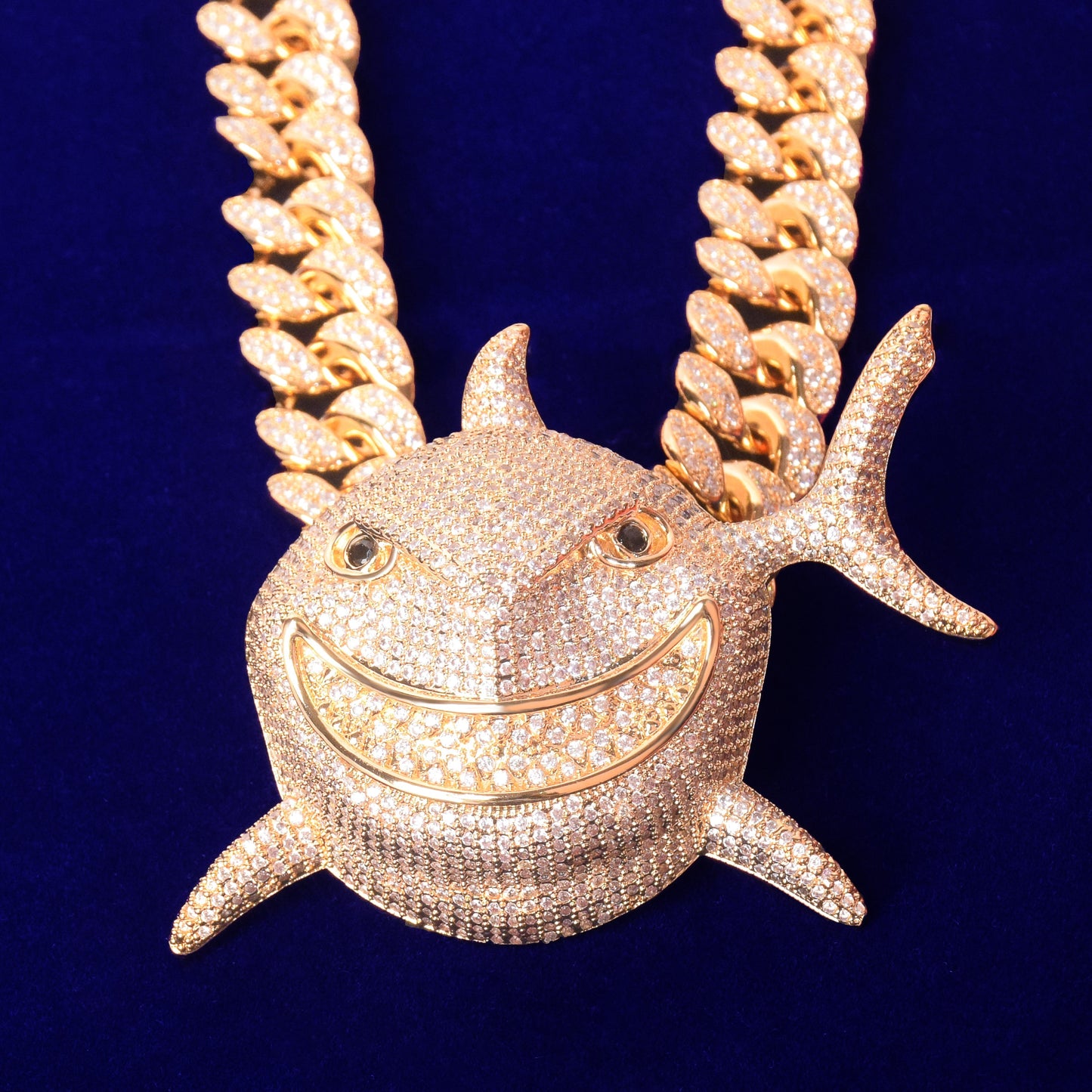 Iced Shark Pendant Cuban Link Chain