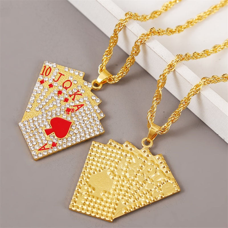 Playing Cards Pendant Necklace Chain