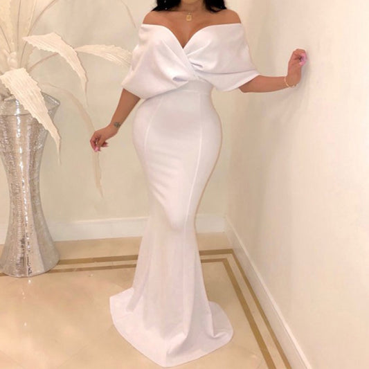 Off-the-Shoulder Bodycon Mermaid Backless Floor Length Party Dress