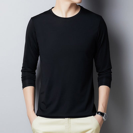 Men's Cotton Long sleeve Solid Color Slim Fit T-Shirt