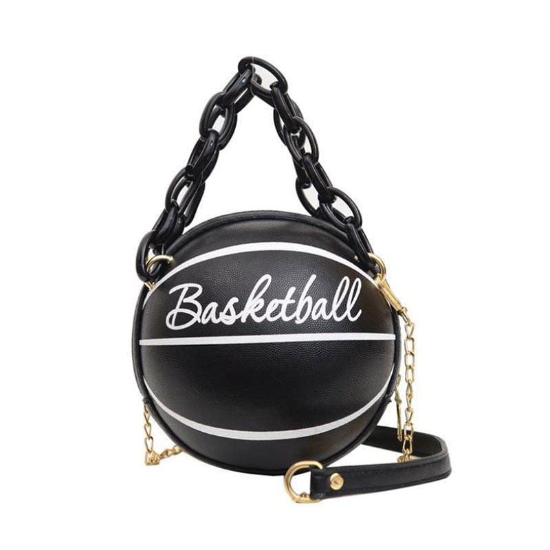 Crossbody Chain Shoulder Leather Basketball Bag