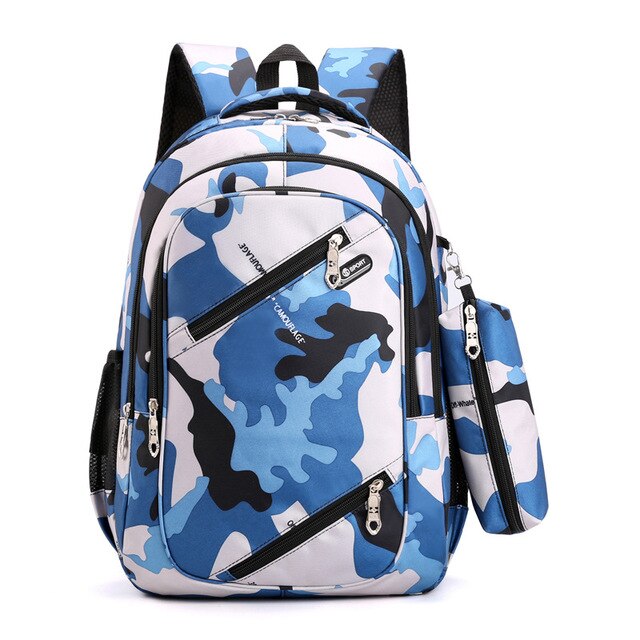 Waterproof Nylon Student Bookbag Travel Camouflage Backpack