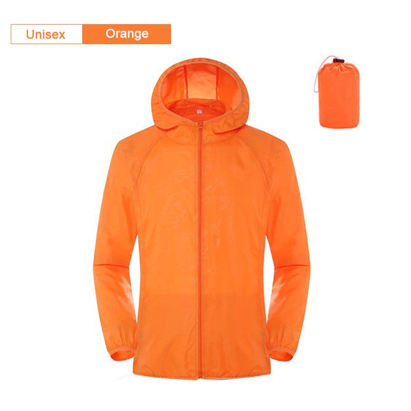 Unisex Hooded Ribbed Waterproof Rain Jackets w/ Pockets