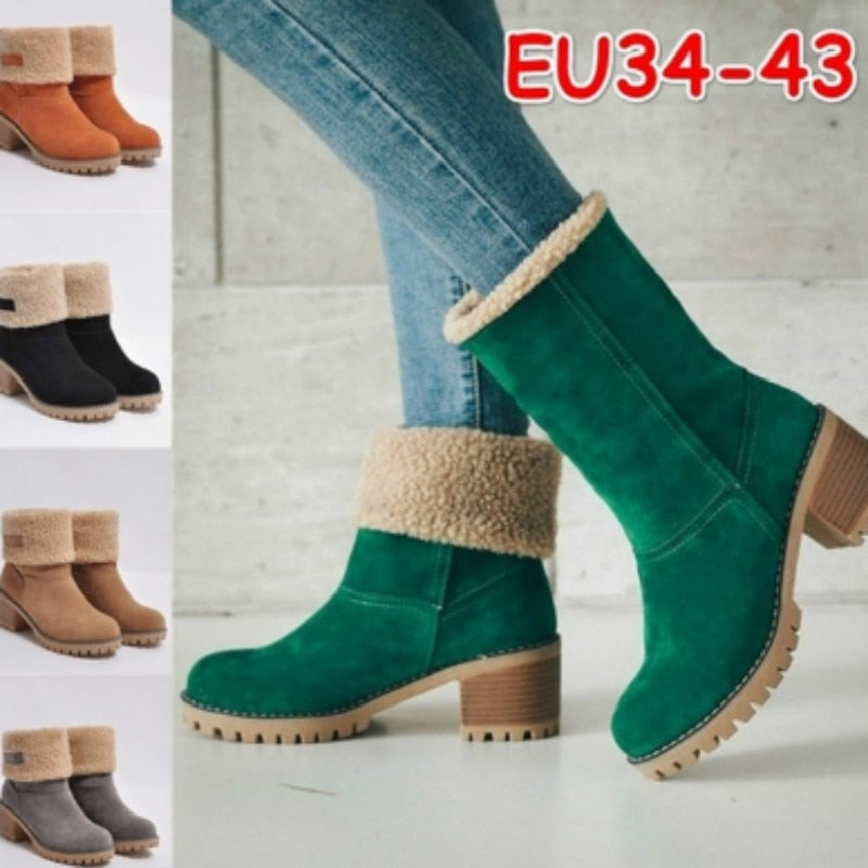 Fur Inner Platform Round Toe Ankle Snowboots