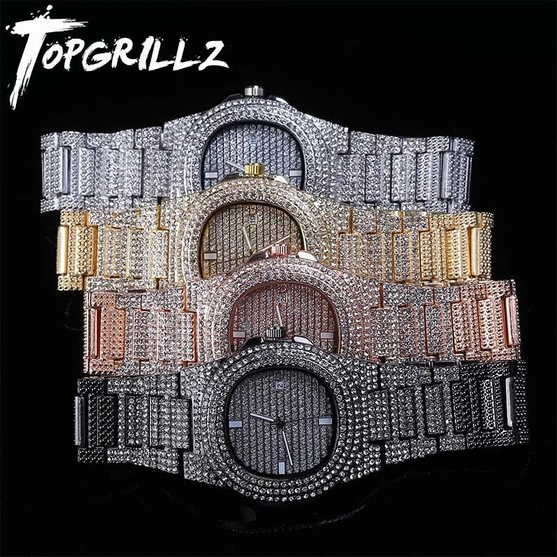 Iced Quartz Hip Hop Micropaved CZ Stainless Steel Watch