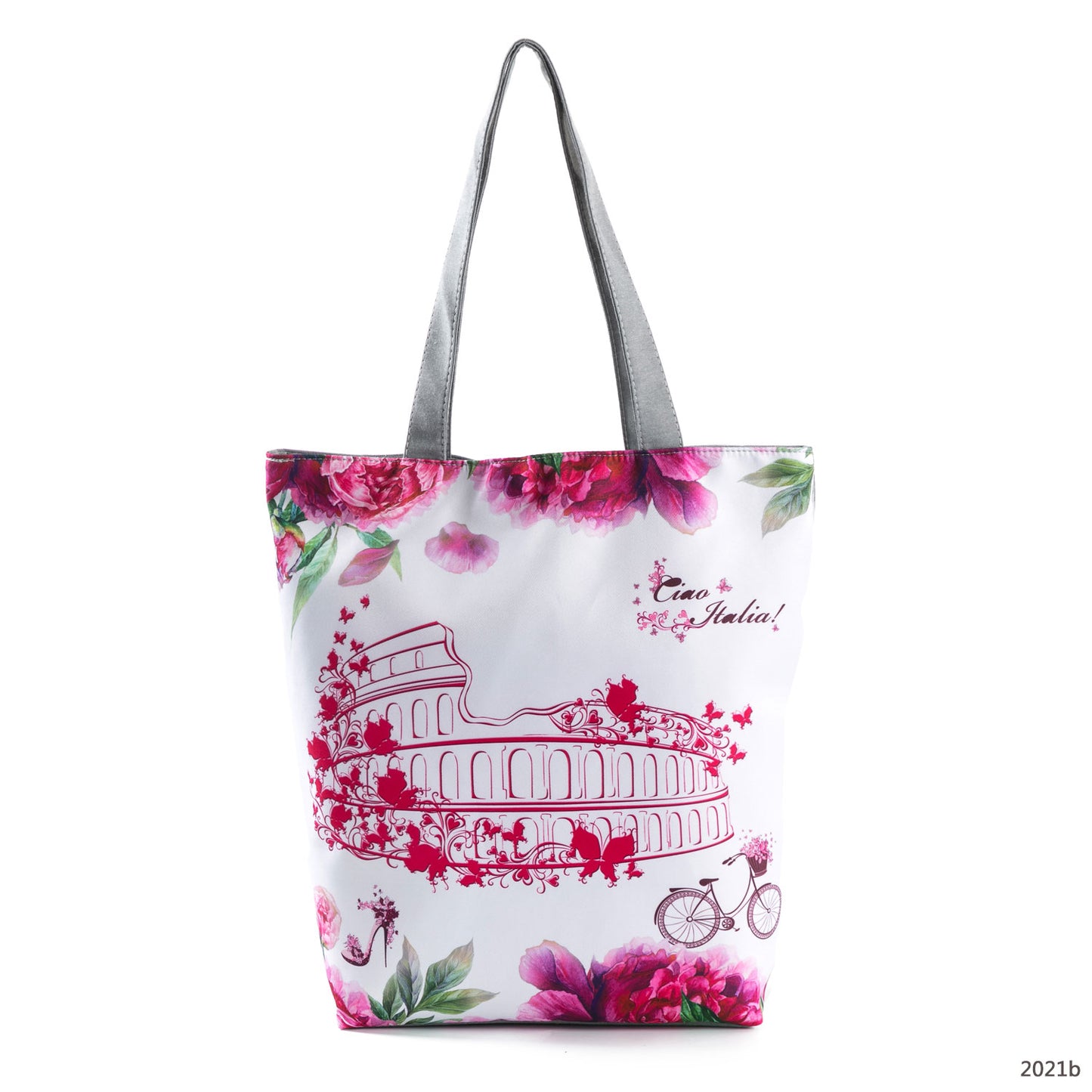 Floral Print Women Shoulder Canvas Shopping Tote Bag