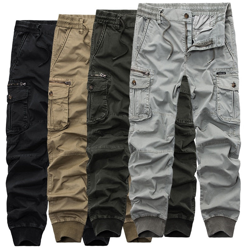 Men's Cargo Tactical Cargo Pants Cotton Ribbon Joggers Sweatpants