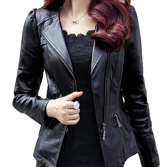 Faux Leather Motorcycle Short Biker Jacket