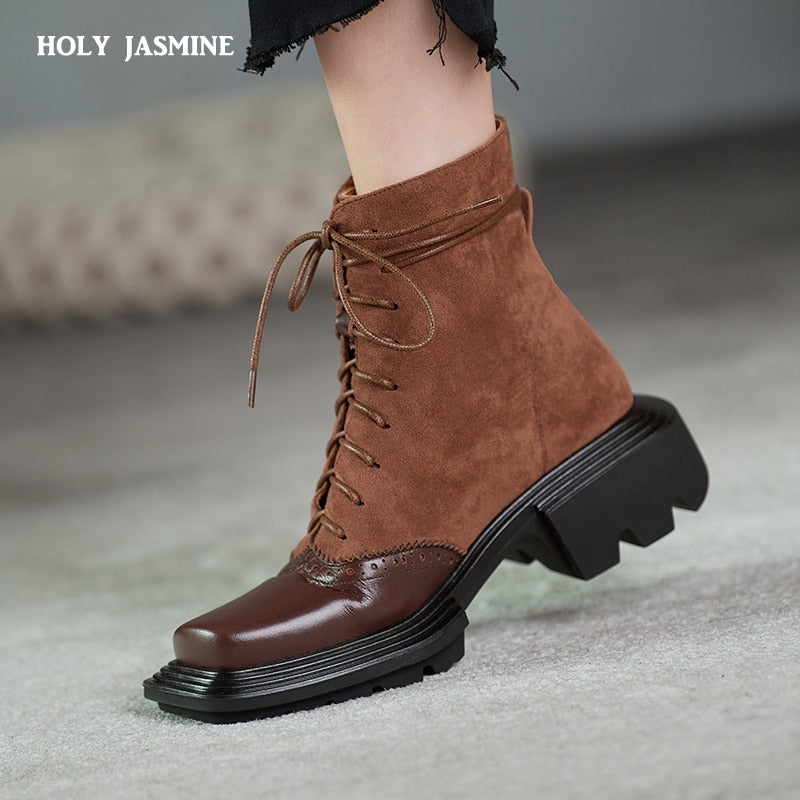 British Suede Retro Thick Sole Ladies Martin Boots