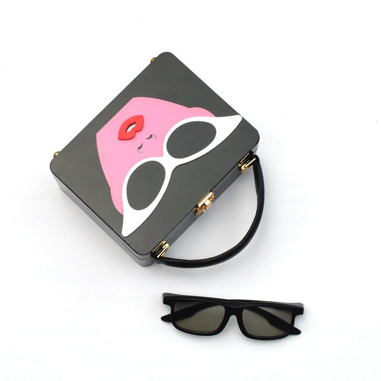 Dazzling Sunglasses Cartoon Acrylic Style Shoulder Crossbody Tote Bag