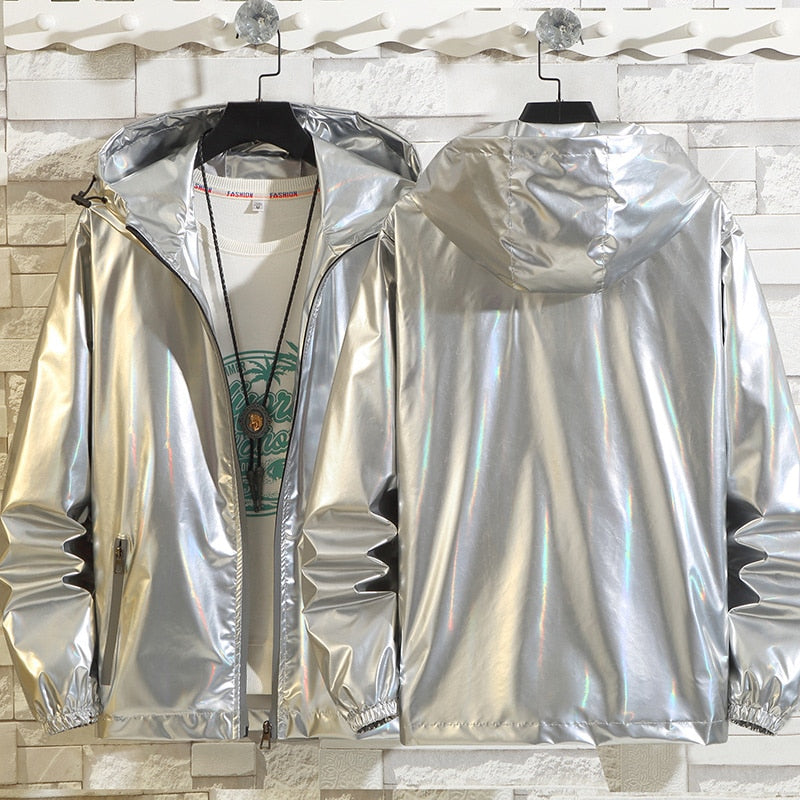 Shiny Men's Bomber Hooded Jacket