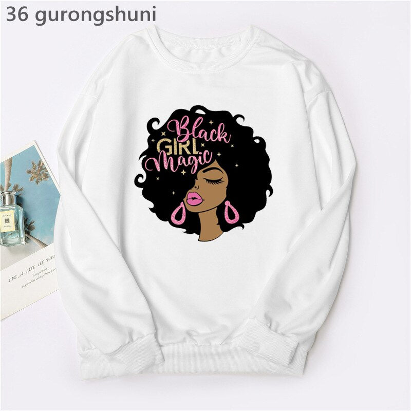 Black Woman Graphic Print Hoodie Sweatshirts