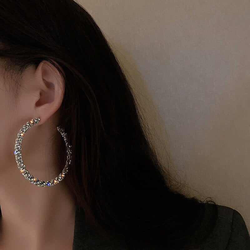 Crystal Hoop Color Rhinestone Earrings