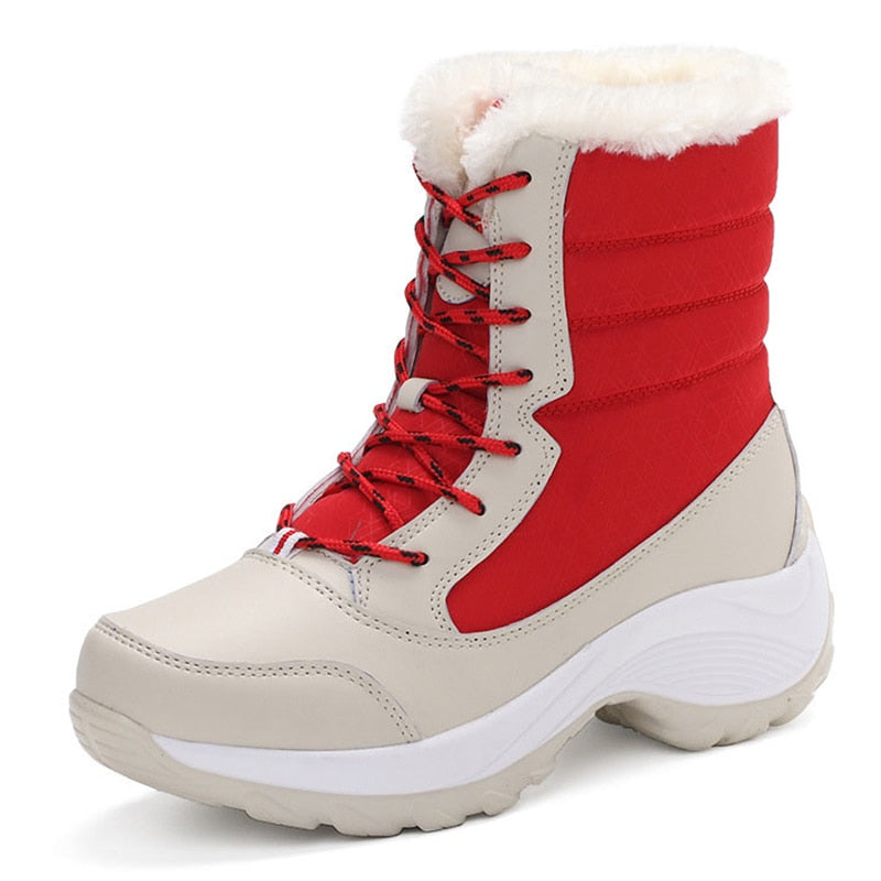 Colorblock Ladies Platform Plush Snowboots