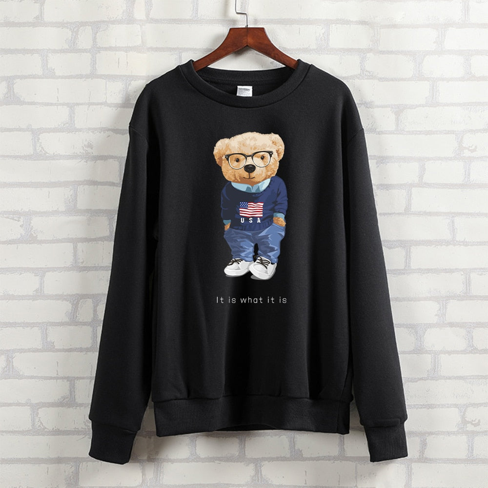 Teddy Bear "It Is What It Is" Letter Printed Unisex Heavy Blend Crewneck Sweatshirts