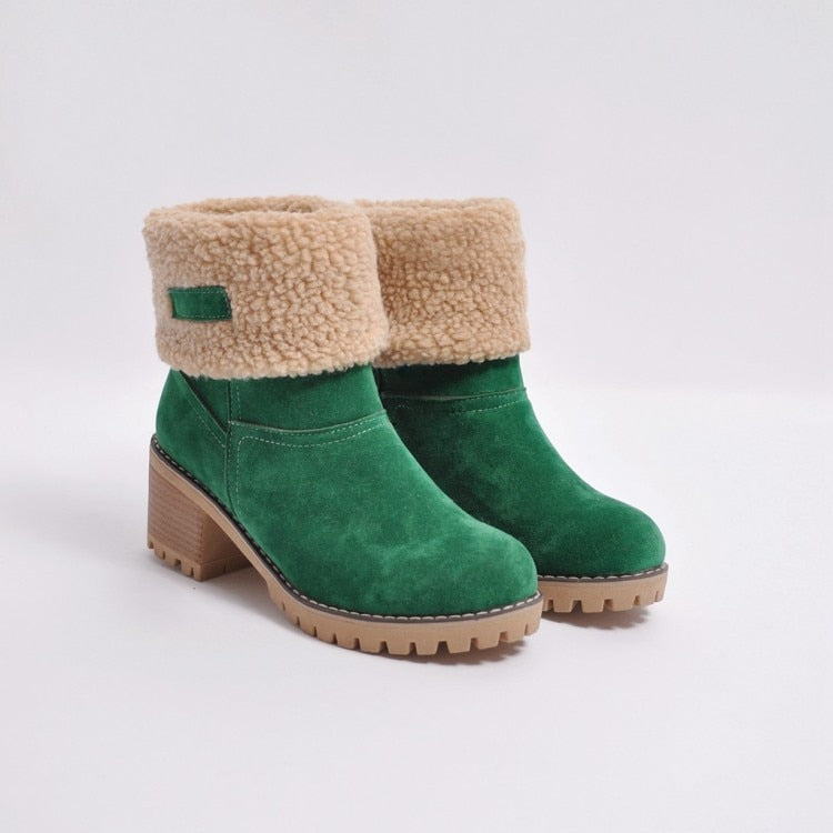 Fur Inner Platform Round Toe Ankle Snowboots