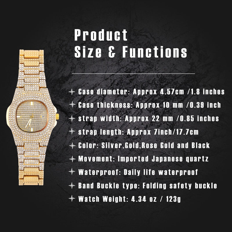 Iced Quartz Hip Hop Micropaved CZ Stainless Steel Watch