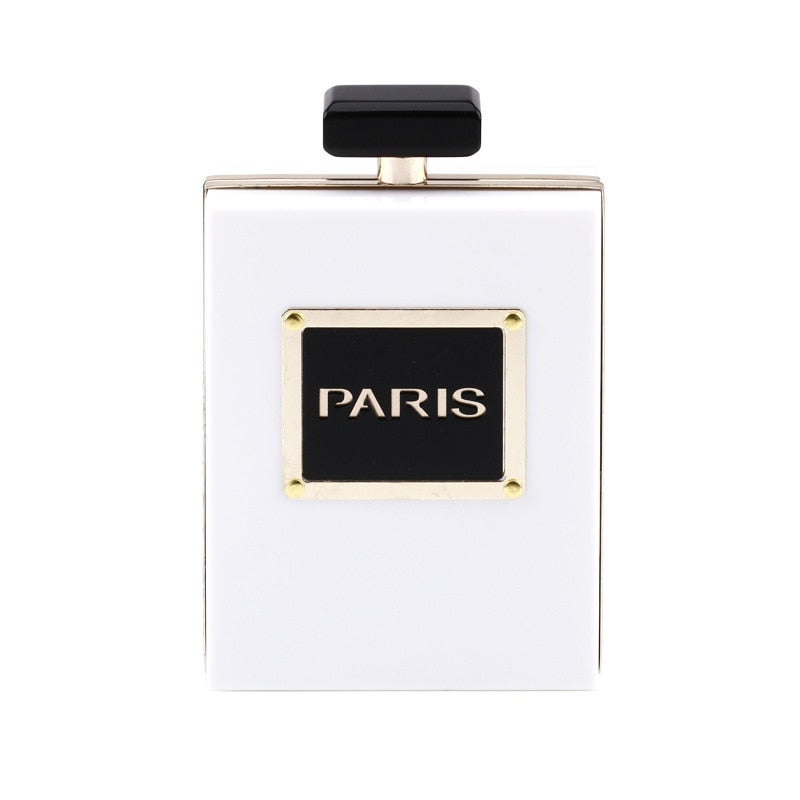 Women's Acrylic Paris Perfume Shaped Clutch Purse