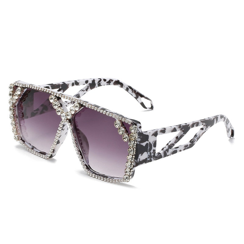 Oversized Square Diamond Rhinestone  Designer UV400 Unisex Sunglasses